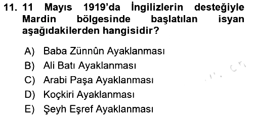 Milli Mücadele Tarihi 2023-2024 Yaz Okulu Sınavı - 11. soru
