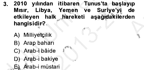 Modern Ortadoğu Tarihi 2013-2014 Ara Sınav - 3. soru