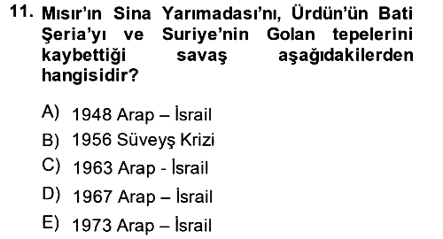 Modern Ortadoğu Tarihi 2014-2015 Ara Sınav - 11. soru