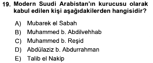 Modern Ortadoğu Tarihi 2015-2016 Ara Sınav - 19. soru