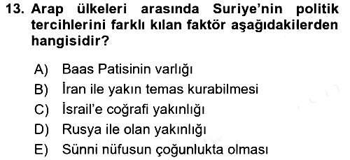 Modern Ortadoğu Tarihi 2017-2018 Ara Sınav - 13. soru