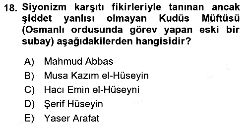 Modern Ortadoğu Tarihi 2018-2019 Ara Sınav - 18. soru