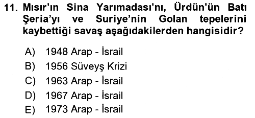 Modern Ortadoğu Tarihi 2021-2022 Ara Sınav - 11. soru