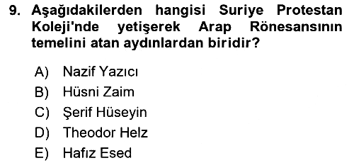 Modern Ortadoğu Tarihi 2023-2024 Ara Sınav - 9. soru
