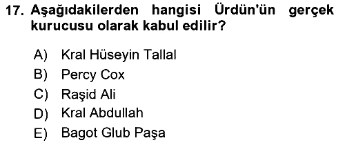 Modern Ortadoğu Tarihi 2023-2024 Ara Sınav - 17. soru