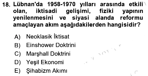 Modern Ortadoğu Tarihi 2023-2024 Ara Sınav - 18. soru