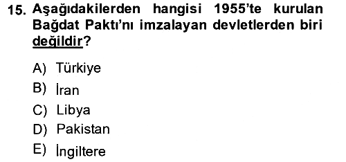Modern Ortadoğu Tarihi 2013-2014 Dönem Sonu Sınavı - 15. soru