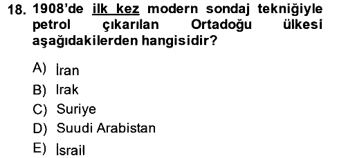 Modern Ortadoğu Tarihi 2013-2014 Dönem Sonu Sınavı - 18. soru