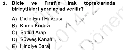 Modern Ortadoğu Tarihi 2014-2015 Dönem Sonu Sınavı - 3. soru