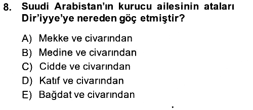 Modern Ortadoğu Tarihi 2014-2015 Dönem Sonu Sınavı - 8. soru