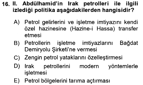 Modern Ortadoğu Tarihi 2015-2016 Dönem Sonu Sınavı - 16. soru