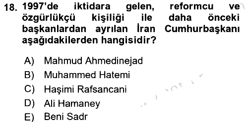 Modern Ortadoğu Tarihi 2015-2016 Dönem Sonu Sınavı - 18. soru