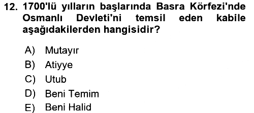 Modern Ortadoğu Tarihi 2016-2017 Dönem Sonu Sınavı - 12. soru