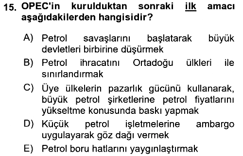 Modern Ortadoğu Tarihi 2016-2017 Dönem Sonu Sınavı - 15. soru
