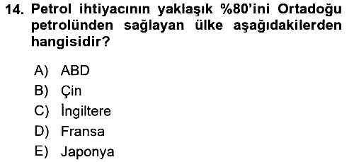 Modern Ortadoğu Tarihi 2017-2018 Dönem Sonu Sınavı - 14. soru