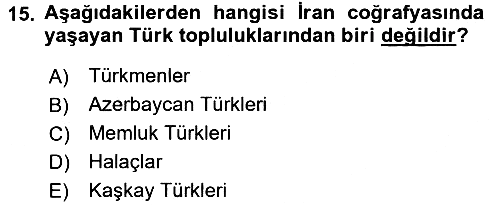 Modern Ortadoğu Tarihi 2017-2018 Dönem Sonu Sınavı - 15. soru