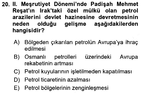Modern Ortadoğu Tarihi 2018-2019 Dönem Sonu Sınavı - 20. soru