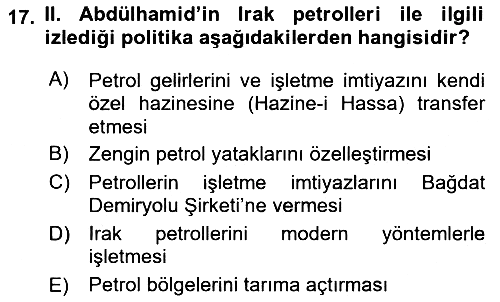 Modern Ortadoğu Tarihi 2021-2022 Dönem Sonu Sınavı - 17. soru