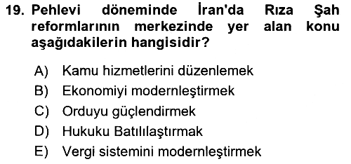 Modern Ortadoğu Tarihi 2023-2024 Dönem Sonu Sınavı - 19. soru