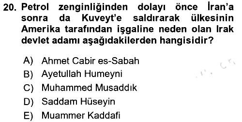 Modern Ortadoğu Tarihi 2023-2024 Dönem Sonu Sınavı - 20. soru