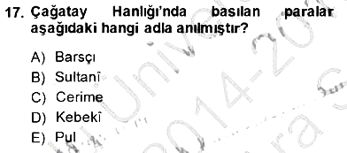 Orta Asya Türk Tarihi 2014-2015 Ara Sınav - 17. soru