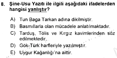 Orta Asya Türk Tarihi 2015-2016 Ara Sınav - 8. soru