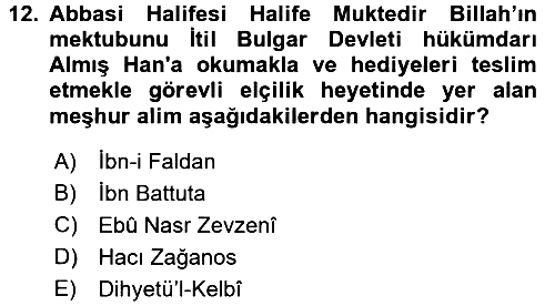 Orta Asya Türk Tarihi 2016-2017 Ara Sınav - 12. soru