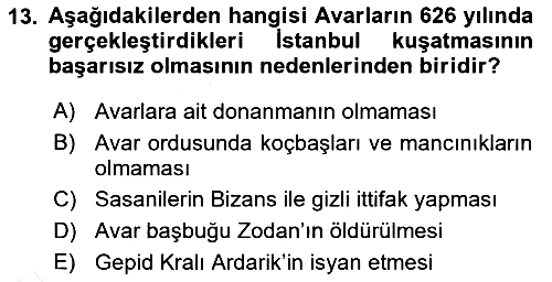 Orta Asya Türk Tarihi 2018-2019 Ara Sınav - 13. soru