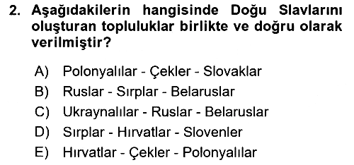 Ortaçağ-Yeniçağ Avrupa Tarihi 2019-2020 Ara Sınav - 2. soru