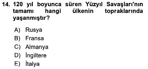 Ortaçağ-Yeniçağ Avrupa Tarihi 2024-2025 Ara Sınav - 14. soru