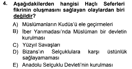 Ortaçağ-Yeniçağ Avrupa Tarihi 2012-2013 Dönem Sonu Sınavı - 4. soru