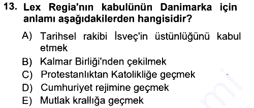 Ortaçağ-Yeniçağ Avrupa Tarihi 2012-2013 Dönem Sonu Sınavı - 13. soru