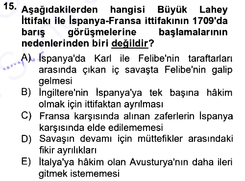 Ortaçağ-Yeniçağ Avrupa Tarihi 2012-2013 Dönem Sonu Sınavı - 15. soru