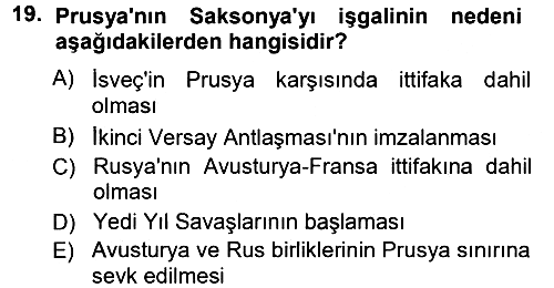 Ortaçağ-Yeniçağ Avrupa Tarihi 2012-2013 Dönem Sonu Sınavı - 19. soru