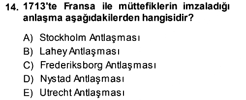 Ortaçağ-Yeniçağ Avrupa Tarihi 2013-2014 Dönem Sonu Sınavı - 14. soru