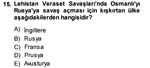 Ortaçağ-Yeniçağ Avrupa Tarihi 2013-2014 Dönem Sonu Sınavı - 15. soru