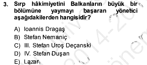 Ortaçağ-Yeniçağ Avrupa Tarihi 2014-2015 Dönem Sonu Sınavı - 3. soru