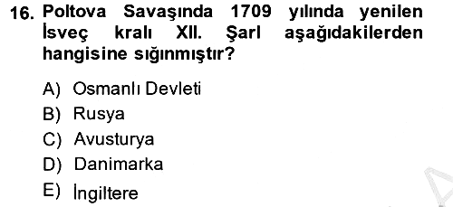 Ortaçağ-Yeniçağ Avrupa Tarihi 2014-2015 Dönem Sonu Sınavı - 16. soru