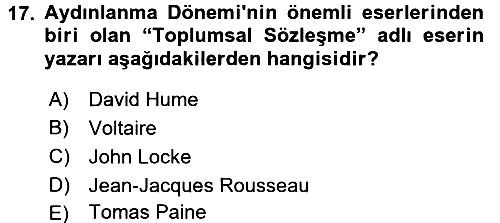 Ortaçağ-Yeniçağ Avrupa Tarihi 2016-2017 Dönem Sonu Sınavı - 17. soru