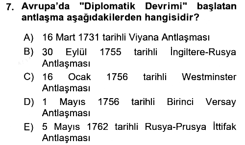Ortaçağ-Yeniçağ Avrupa Tarihi 2017-2018 Dönem Sonu Sınavı - 7. soru