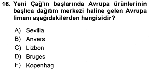 Ortaçağ-Yeniçağ Avrupa Tarihi 2017-2018 Dönem Sonu Sınavı - 16. soru