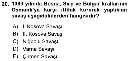 Ortaçağ-Yeniçağ Avrupa Tarihi 2018-2019 Dönem Sonu Sınavı - 20. soru