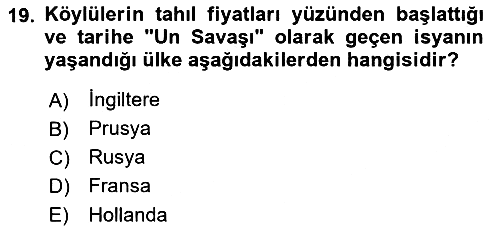 Ortaçağ-Yeniçağ Avrupa Tarihi 2021-2022 Dönem Sonu Sınavı - 19. soru