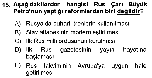 Ortaçağ-Yeniçağ Avrupa Tarihi 2023-2024 Dönem Sonu Sınavı - 15. soru