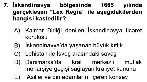 Ortaçağ-Yeniçağ Avrupa Tarihi 2022-2023 Dönem Sonu Sınavı - 7. soru