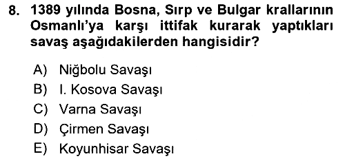 Ortaçağ-Yeniçağ Avrupa Tarihi 2022-2023 Dönem Sonu Sınavı - 8. soru