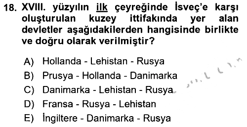 Ortaçağ-Yeniçağ Avrupa Tarihi 2018-2019 Yaz Okulu Sınavı - 18. soru