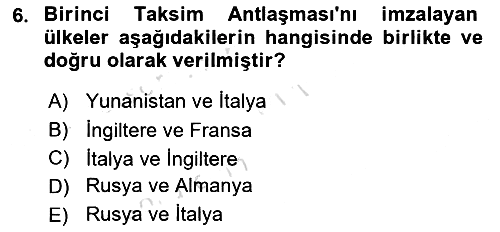 Ortaçağ-Yeniçağ Avrupa Tarihi 2021-2022 Yaz Okulu Sınavı - 6. soru