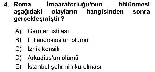 Ortaçağ-Yeniçağ Avrupa Tarihi 2023-2024 Yaz Okulu Sınavı - 4. soru