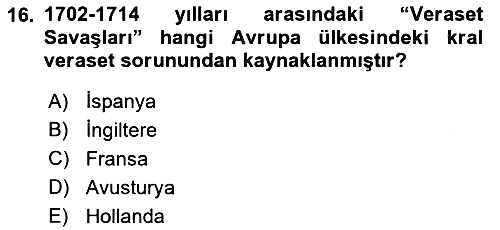 Ortaçağ-Yeniçağ Avrupa Tarihi 2022-2023 Yaz Okulu Sınavı - 16. soru